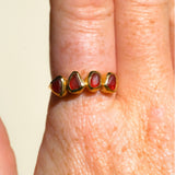 Red Sea Glass, Gold Vermeil - Size Q