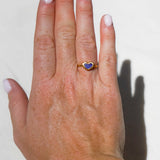 Blue Sea Glass Heart, Gold Vermeil - Size M