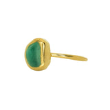Green Sea Glass, Gold Vermeil - Size S