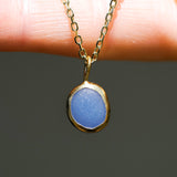 Blue Sea Glass Necklace - Gold Vermeil