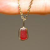 Red Sea Glass Necklace - Gold Vermeil