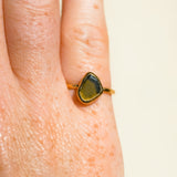 Green Sea Glass, Gold Vermeil - Size K