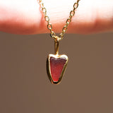 Red Sea Glass Heart Necklace, Gold Vermeil