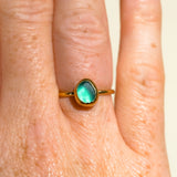 Green Sea Glass, Gold Vermeil - Size M