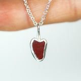 Red Sea Glass Heart Necklace