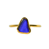 Blue Sea Glass, Gold Vermeil - Size O