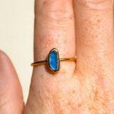 Blue Sea Glass, Gold Vermeil - Size T