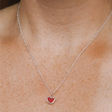 Red Sea Glass Heart Necklace