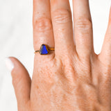 Blue Sea Glass, Gold Vermeil - Size O