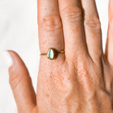 Green Sea Glass, Gold Vermeil - Size Q