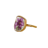 Purple Flower Ring, Gold Vermeil - Size O