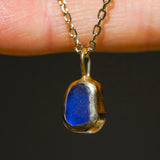 Blue Sea Glass Necklace - Gold Vermeil