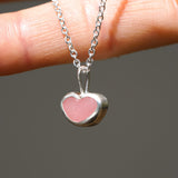 Pink Sea Glass Heart Necklace