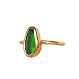 Green Sea Glass, Gold Vermeil - Size H