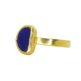 Blue Sea Glass, Gold Vermeil - Size Q 1/2