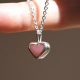 Pink Sea Glass Heart Necklace