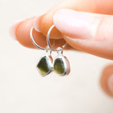 Green Sea Glass Hoops