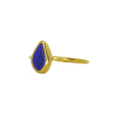 Blue Sea Glass, Gold Vermeil - Size R