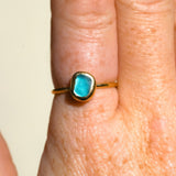 Blue Sea Glass, Gold Vermeil - Size O