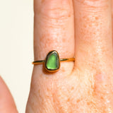 Green Sea Glass, Gold Vermeil - Size S
