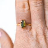 Green Sea Glass, Gold Vermeil - Size P