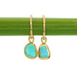 Blue Sea Glass Hoops - Gold Vermeil