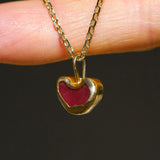 Red Sea Glass Heart Necklace, Gold Vermeil