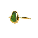 Green Sea Glass, Gold Vermeil - Size R
