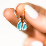 Blue Sea Glass Hoops