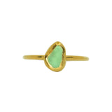 Green Sea Glass, Gold Vermeil - Size Q