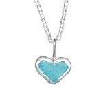 Blue Sea Glass Heart Necklace