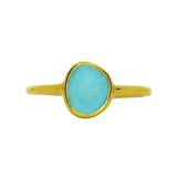 Blue Sea Glass, Gold Vermeil - Size O