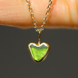 Green Sea Glass Heart Necklace, Gold Vermeil
