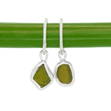 Green Sea Glass Hoops