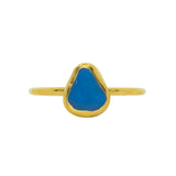 Blue Sea Glass, Gold Vermeil - Size P