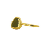 Green Sea Glass, Gold Vermeil - Size Q