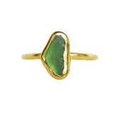 Green Sea Glass, Gold Vermeil - Size i (i)