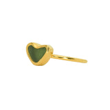 Green Sea Glass Heart, Gold Vermeil - Size S
