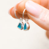 Blue Sea Glass Hoops