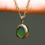 Green Sea Glass Necklace - Gold Vermeil