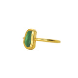 Green Sea Glass, Gold Vermeil - Size Q