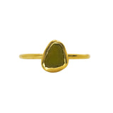 Green Sea Glass, Gold Vermeil - Size Q