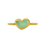 Green Sea Glass Heart, Gold Vermeil - Size O