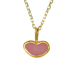 Pink Sea Glass Heart Necklace, Gold Vermeil