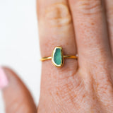 Green Sea Glass, Gold Vermeil - Size Q