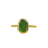 Green Sea Glass, Gold Vermeil - Size i