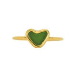 Green Sea Glass Heart, Gold Vermeil - Size S