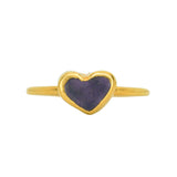 Purple Sea Glass Heart, Gold Vermeil - Size P