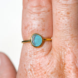 Blue Sea Glass, Gold Vermeil - Size O