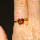 Red Sea Glass Heart, Gold Vermeil - Size R